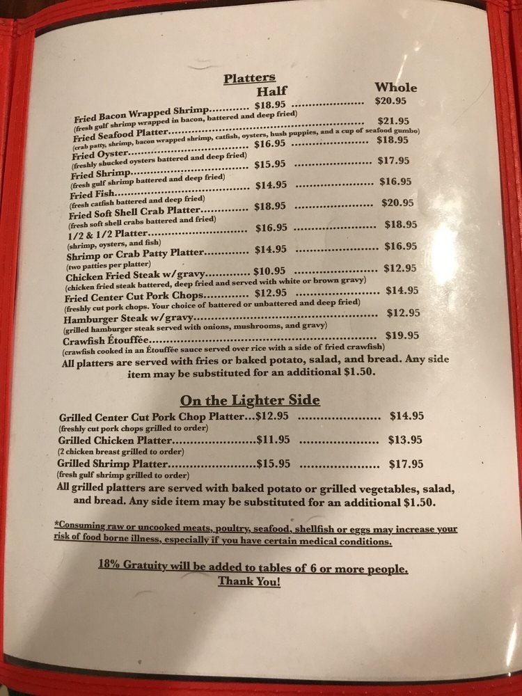 Menu at MeMaw's Cajun Cuisine BBQ, Golden Meadow