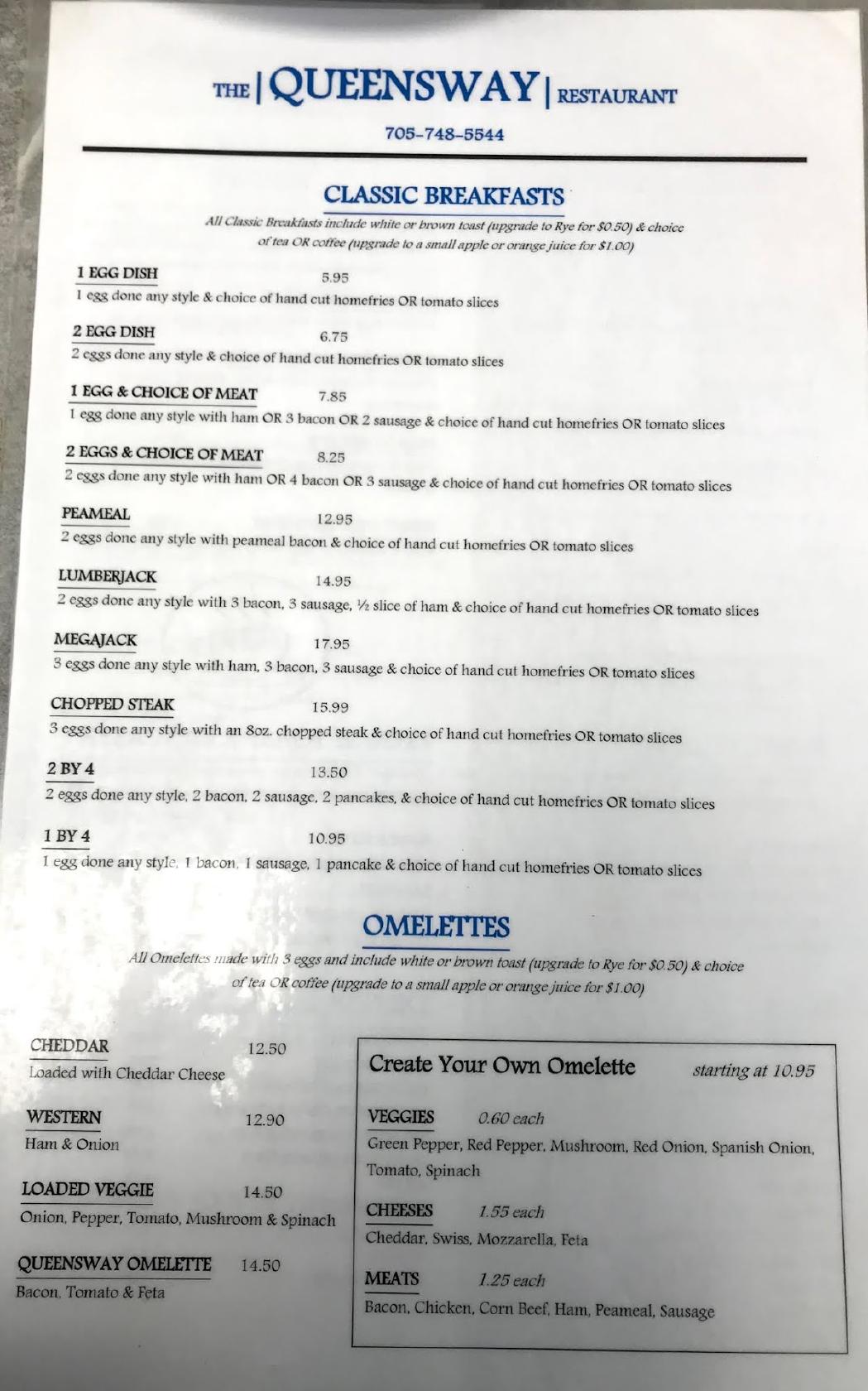 Menu at Queensway Restaurant, Peterborough