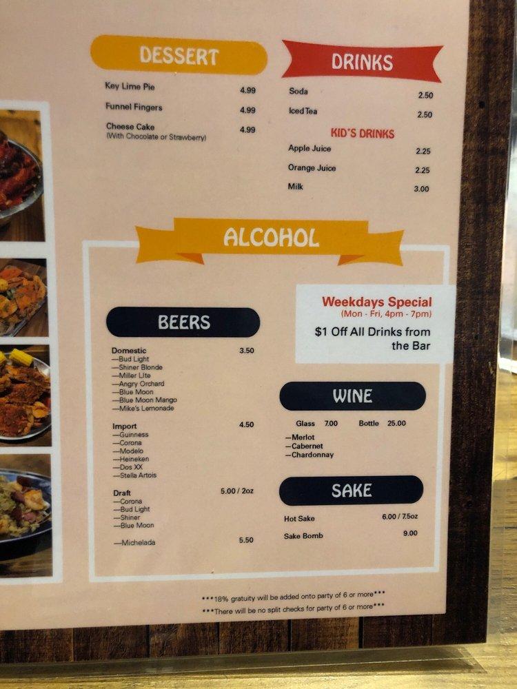 Menu at Yummy Seafood & Oyster Bar, Katy