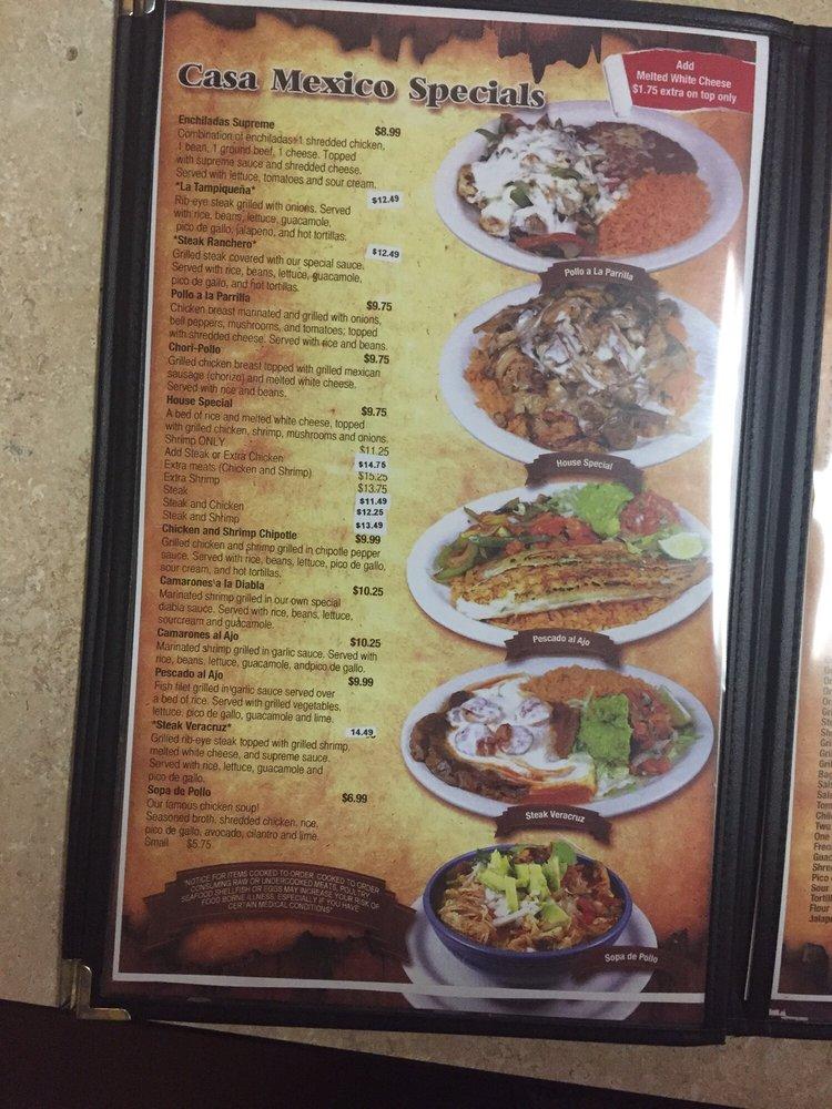 Menu at Casa Mexico Restaurant LLC, Byron