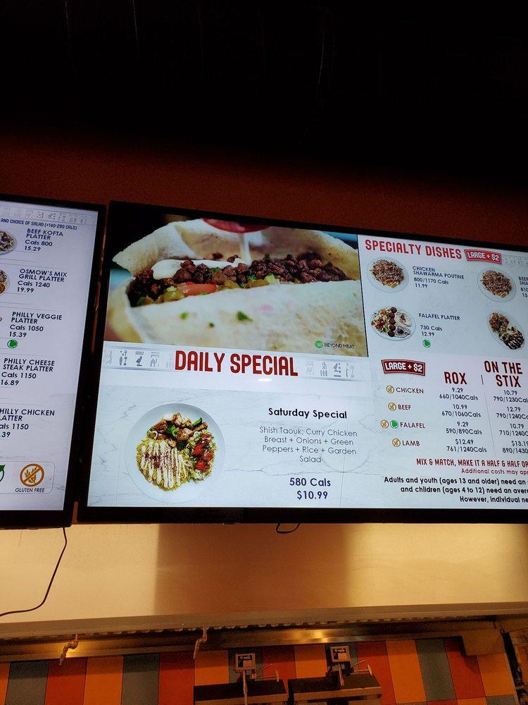 Menu At Osmow's Shawarma Restaurant, Toronto, 497 Danforth Ave