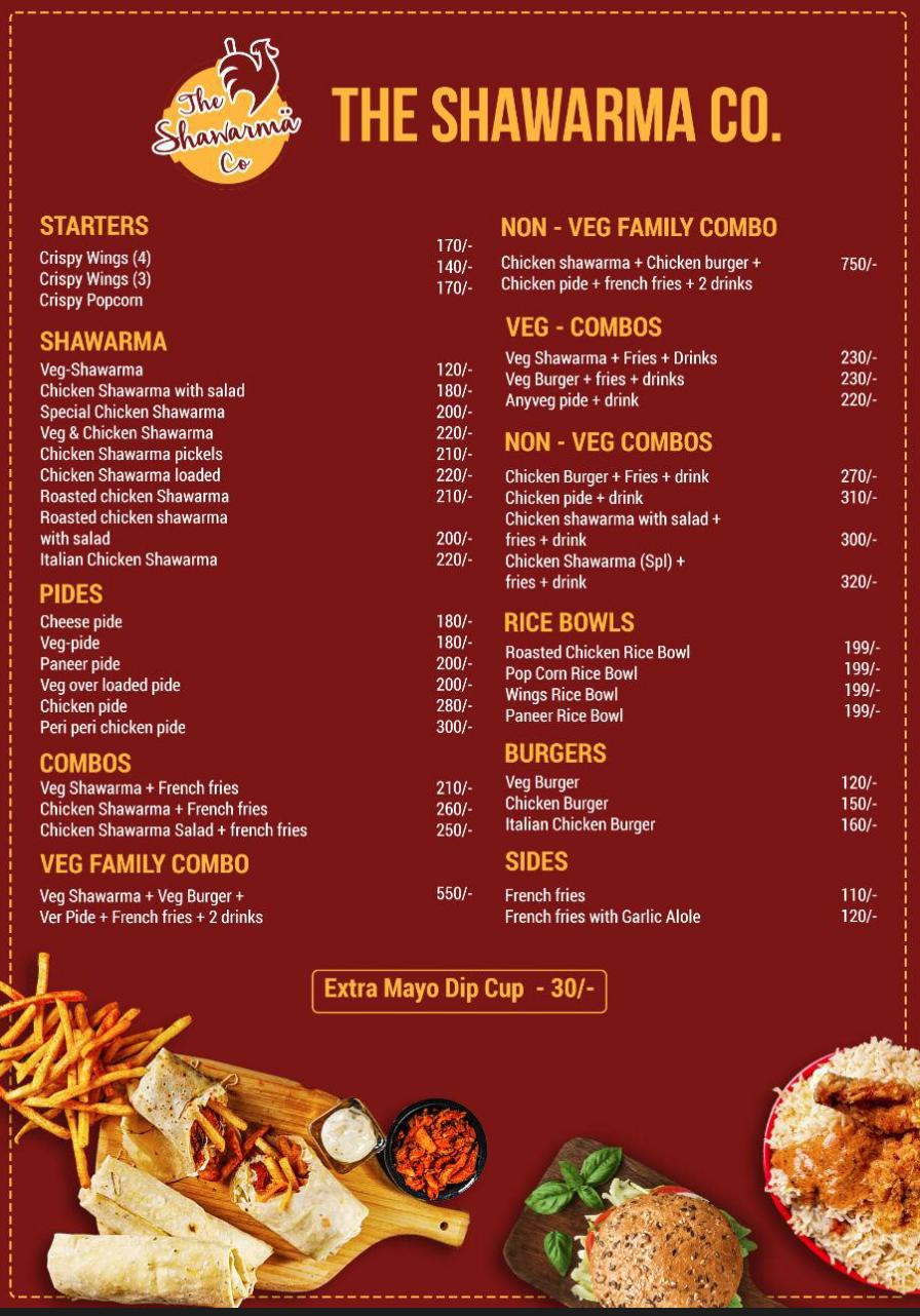 Menu At The Shawarma Co Bhimavaram