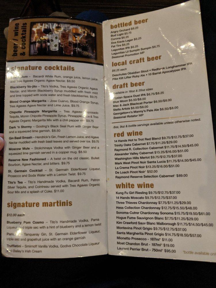 Menu at Cinemark Reserve Lincoln Square — DineIn 21+ restaurant, Bellevue