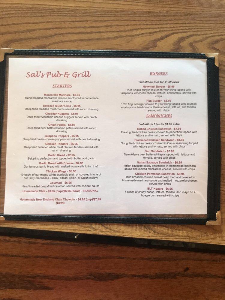 Menu at Sal's Pub and Grill, Menomonee Falls