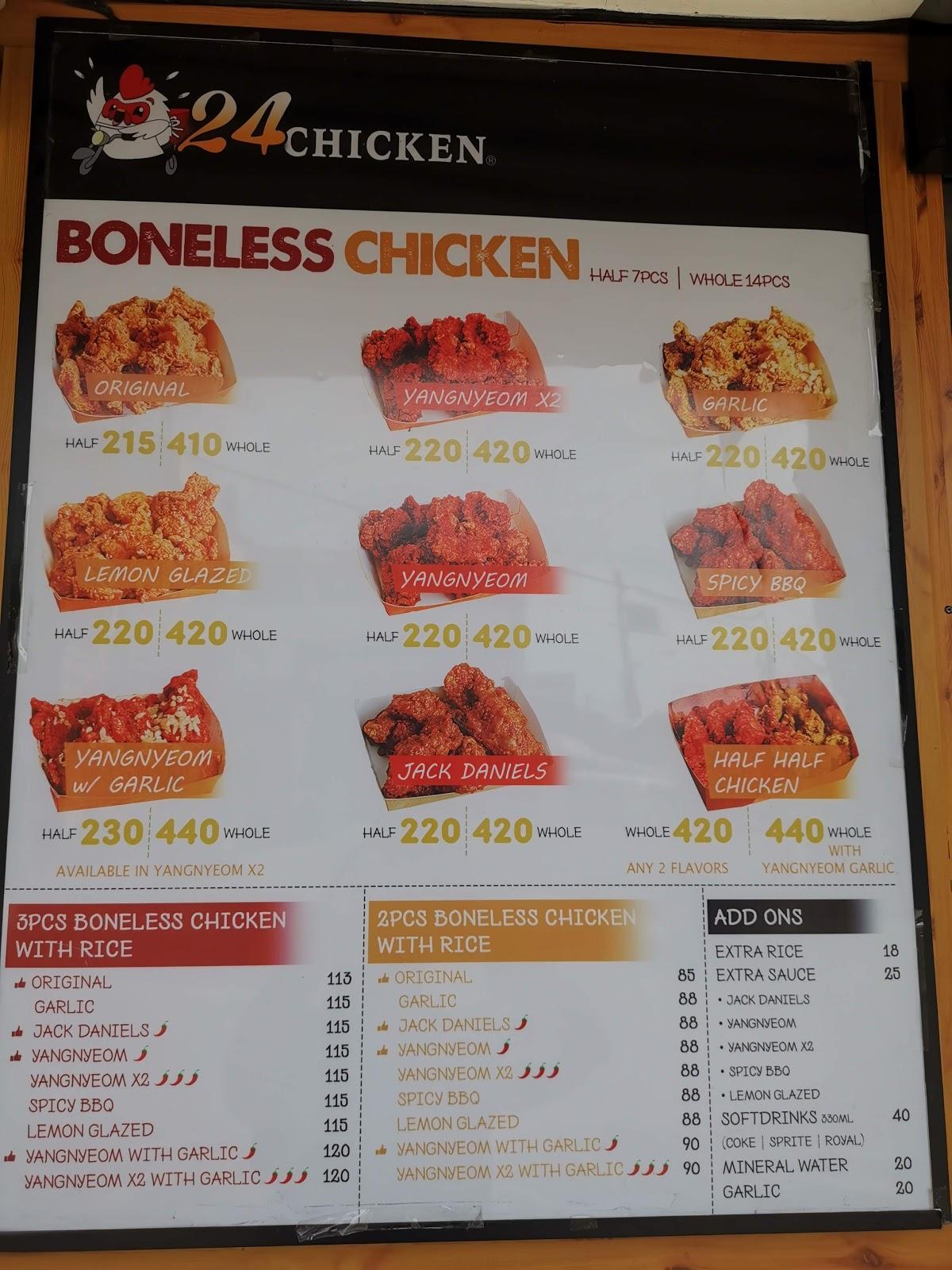 Menu At 24 Chicken Mcu Caloocan Restaurant Caloocan