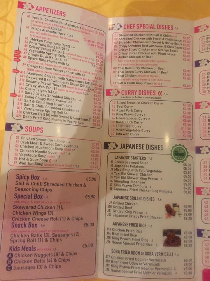 Menu at The Lily Garden Chinese Restaurant, Edenderry