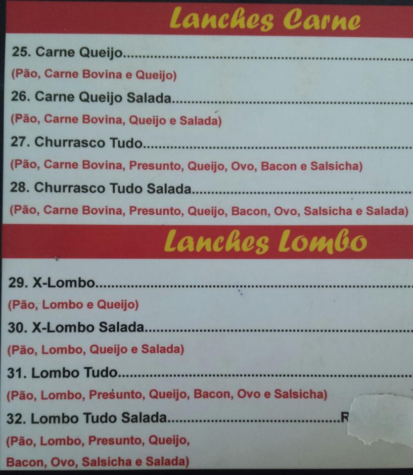 Xanim Lanches cardápio