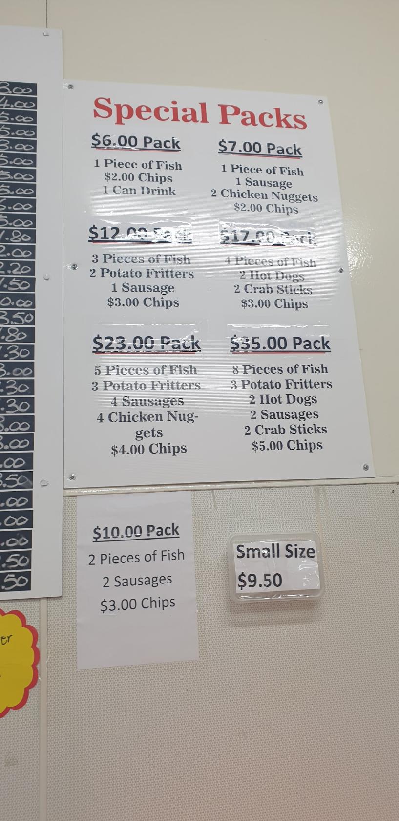 Menu at Golden Fry Takeaways restaurant, Hamilton