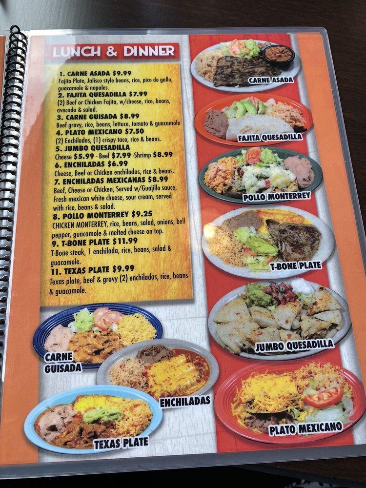 Menu at Esme's Mexican restaurant, San Antonio