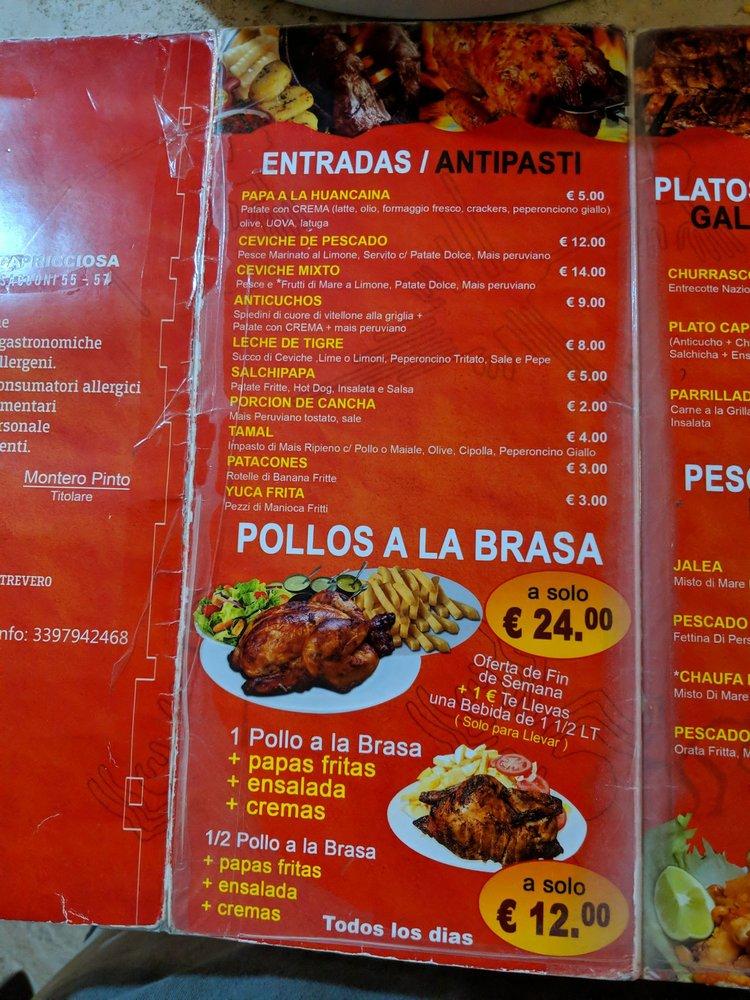 Menu at La Gallina Capricciosa restaurant, Rome
