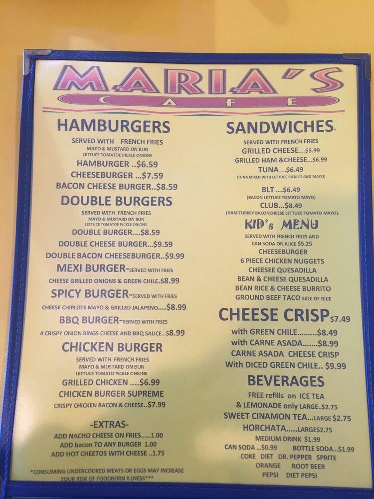 Carta de Marias Cafe, Mammoth