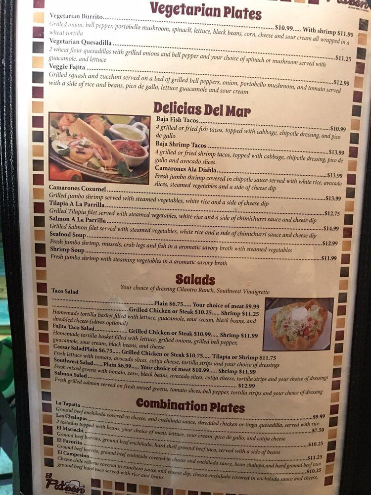 Menu at El Patron Mexican Grill & Cantina pub & bar, Gretna, 516 Gretna