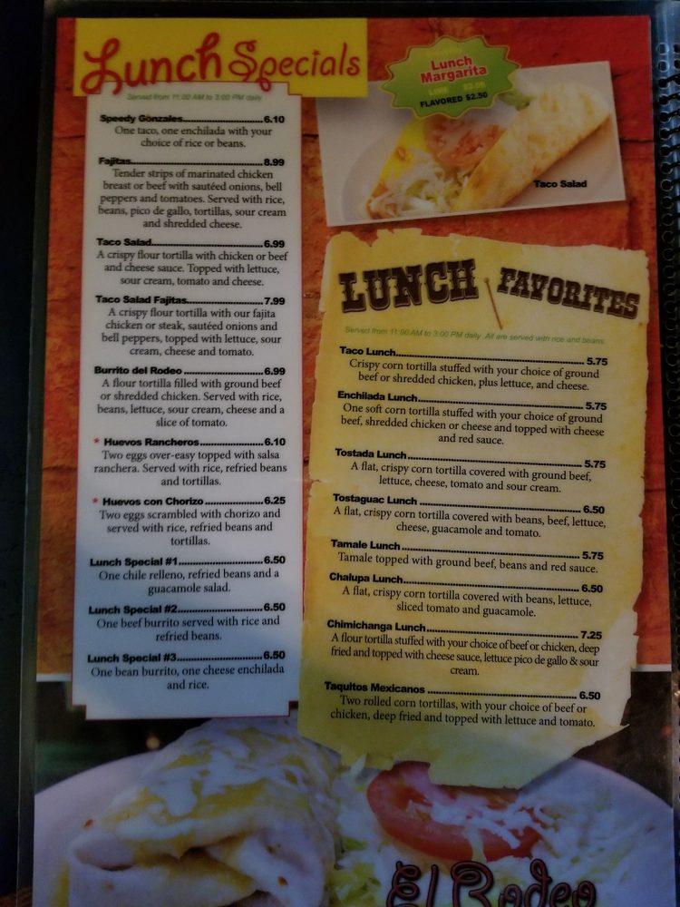 Menu at El Rodeo Mexican Restaurant, Urbandale, Douglas Ave