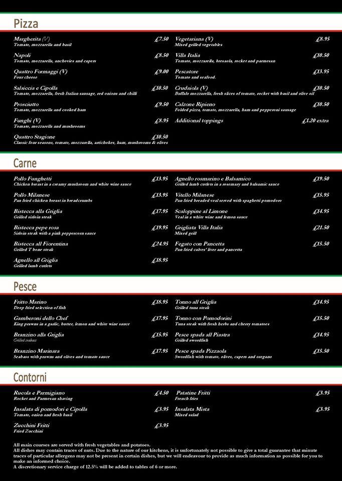 Menu At Villa Italia Sawbridgeworth Restaurant Sawbridgeworth   Rcb4 Menu Villa Italia 