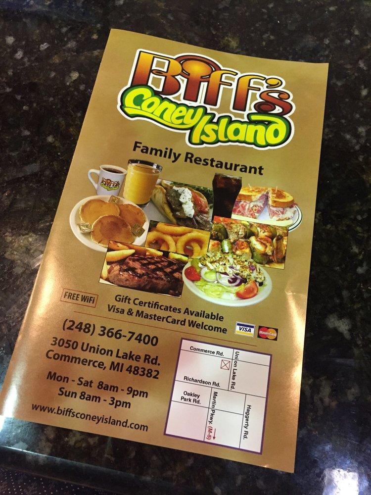 Menu At Biff S Coney Island Restaurant Commerce Charter Township