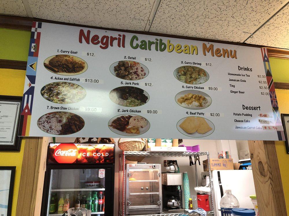 Menu at Negril Caribbean Restaurant, Hinesville