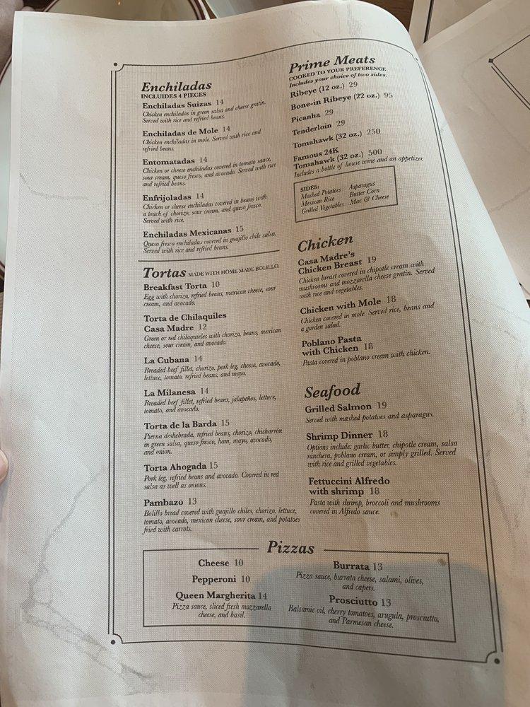 Menu at Casa Madre Brunch & Grill restaurant, McAllen