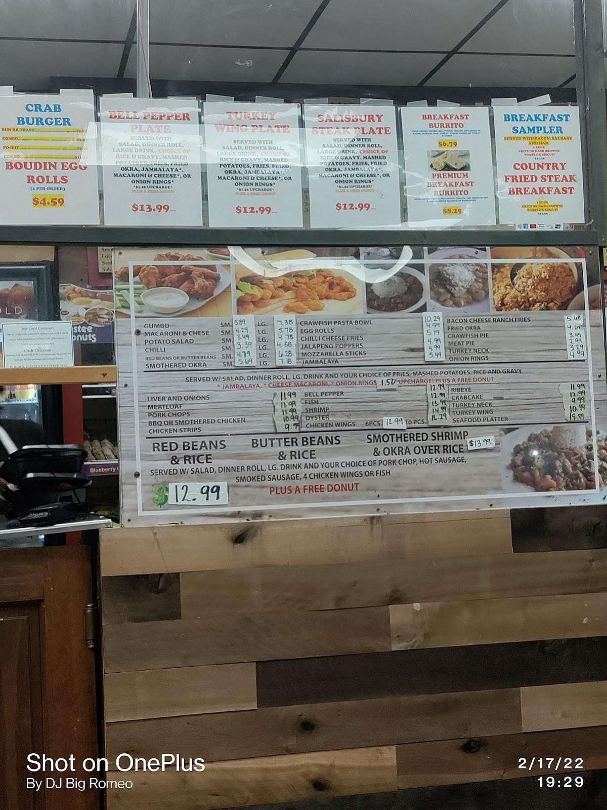 Menu at Tastee Donuts restaurant, Kenner, Loyola Dr 2