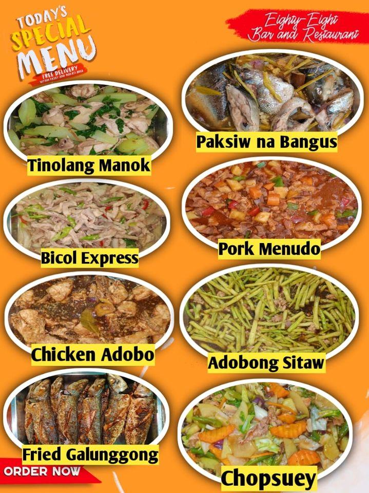 Menu at Eighty Eight Restaurant, Pasay