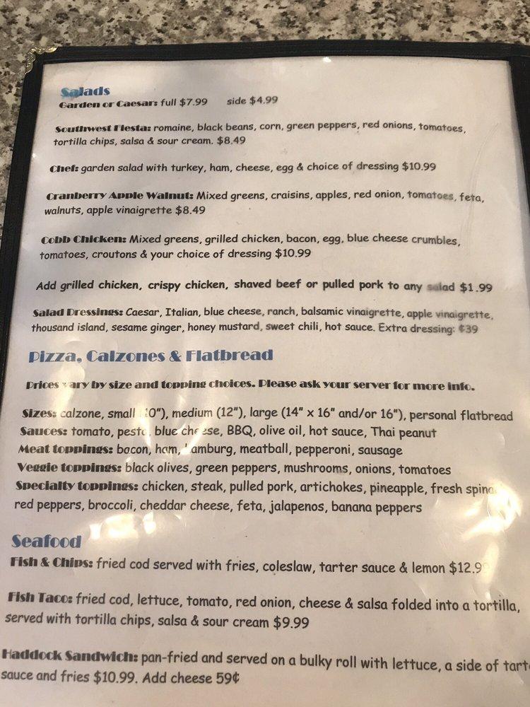 Menu at The Sand Bar, Vinalhaven