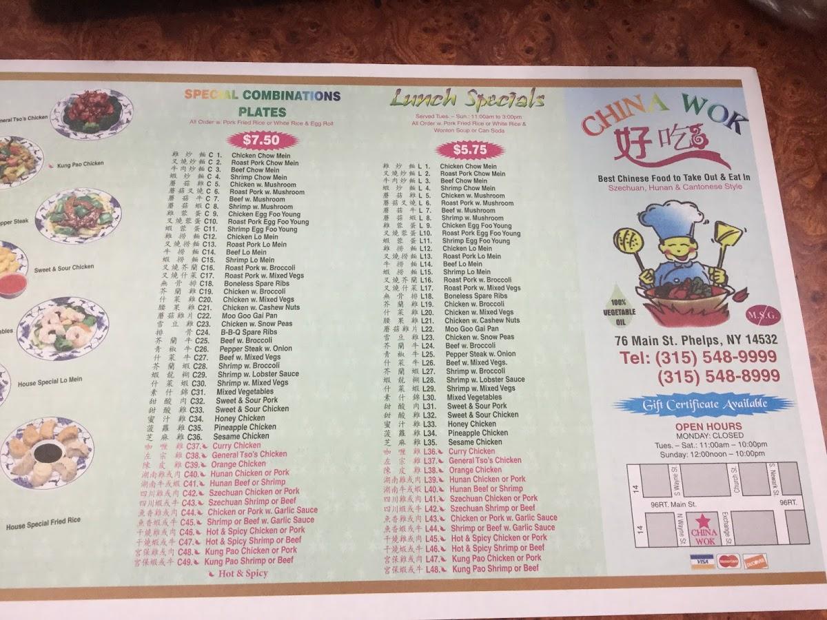 Menu At China Wok Restaurant Phelps