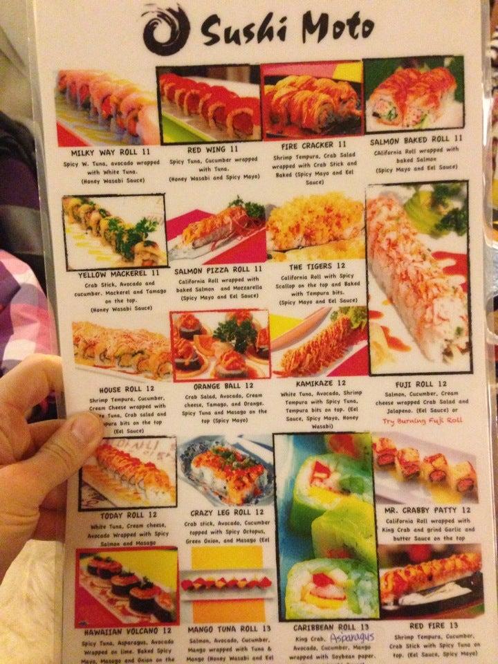 Menu at Sushi Moto restaurant, Lansing