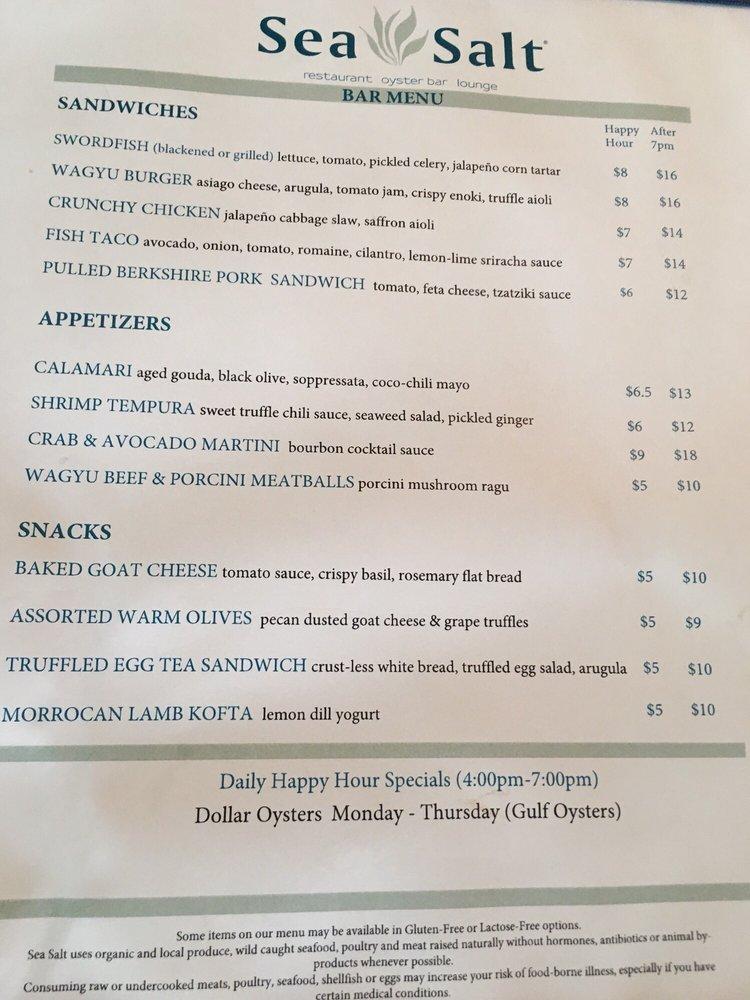 Menu at Sea Salt pub & bar, Saint Petersburg, 183 2nd Ave N