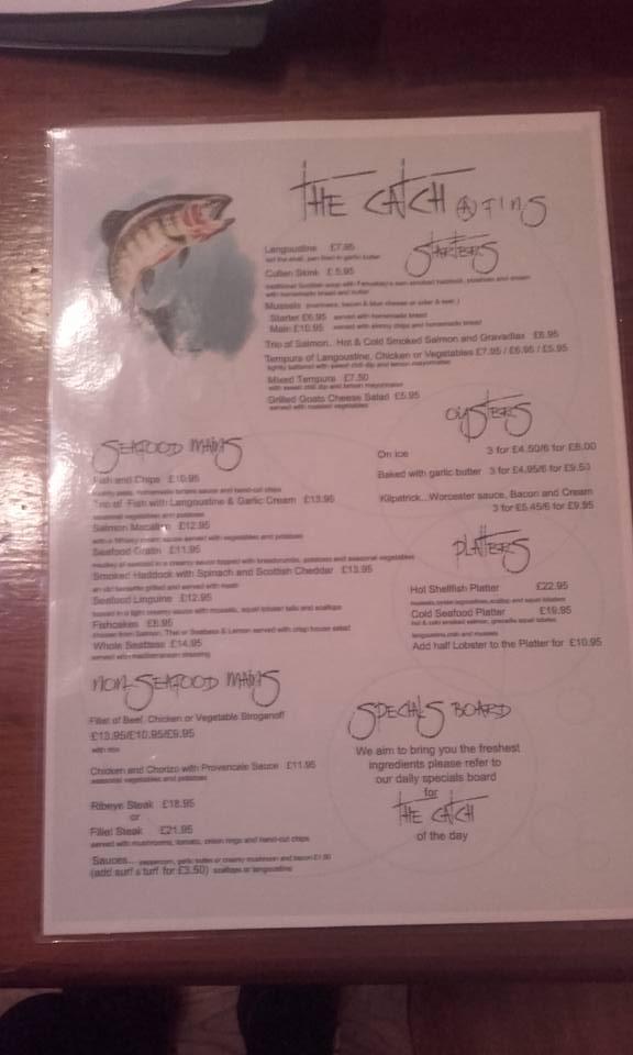 Menu at The Catch at Fins Restaurant, Fairlie
