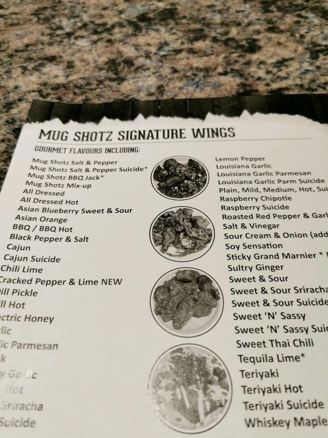 Carta de Mug Shotz Sports Bar & Grill, Calgary