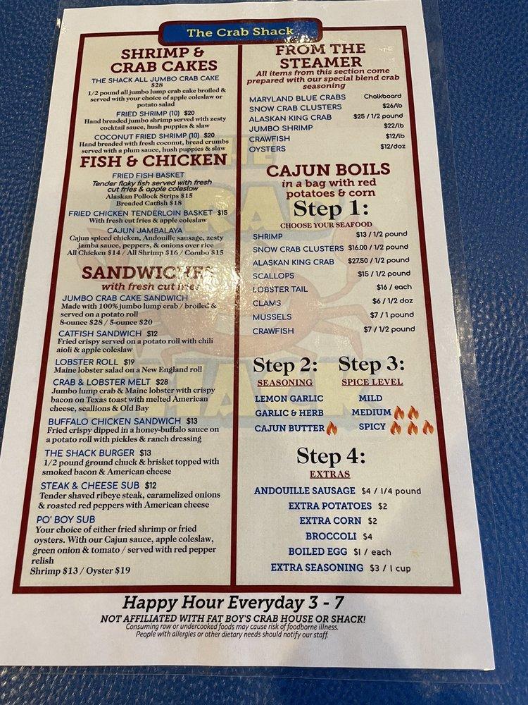 Menu at The Crab Shack Crofton restaurant, Crofton