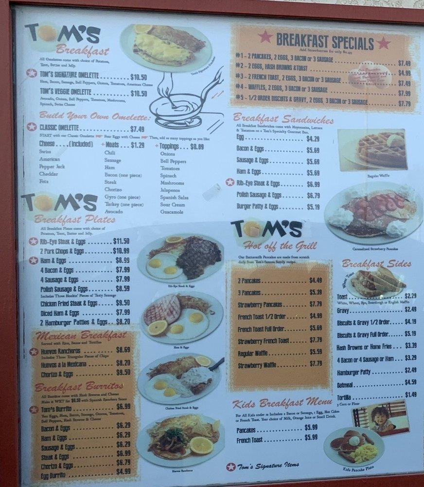 Menu at Tom's Famous Burgers fast food, Hesperia, Bear Valley Rd