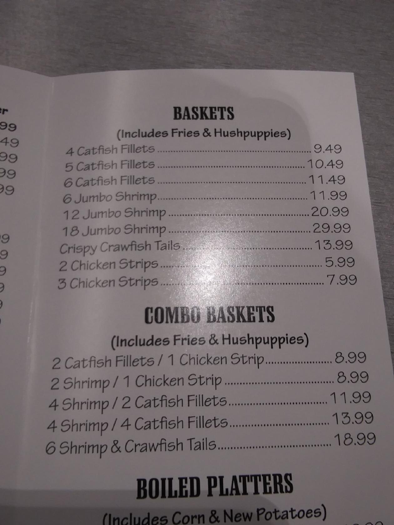 Menu at Flying Burger & Seafood Texarkana restaurant, Texarkana