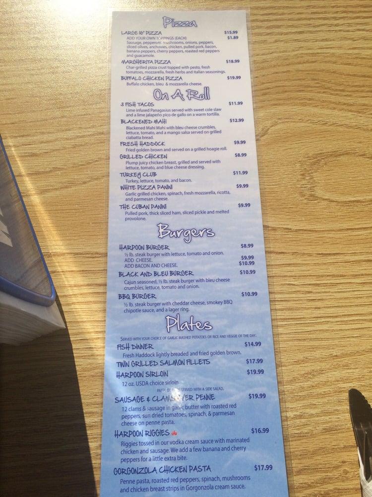 Menu at Harpoon Eddie's pizzeria, Sylvan Beach