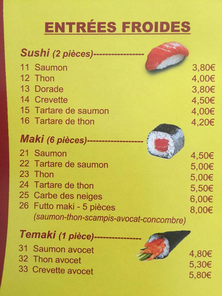 Menu de L'Elixir d'Amour