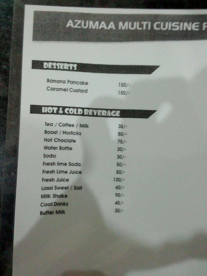 Azumaa menu