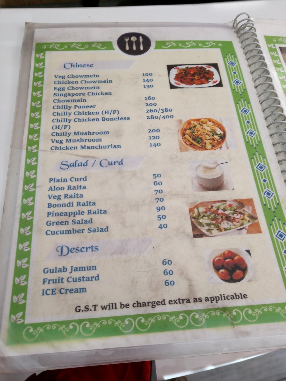 Hotel Bisht Regency menu