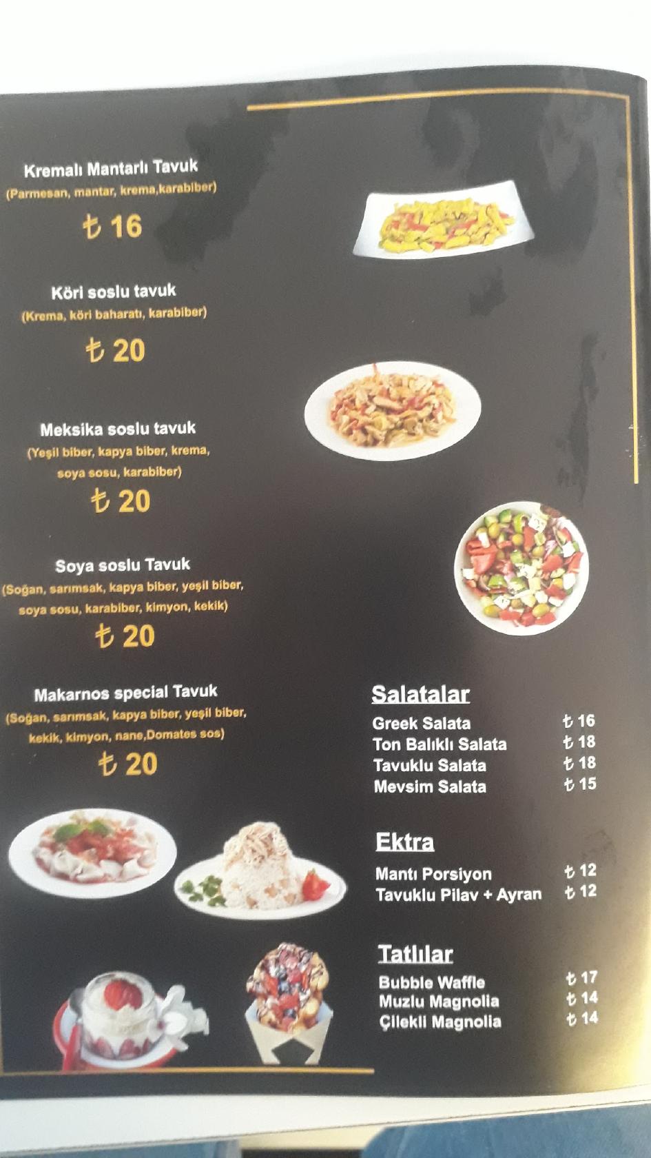 Menu At Makarnos Makarna Tavada Tavuk Torbali