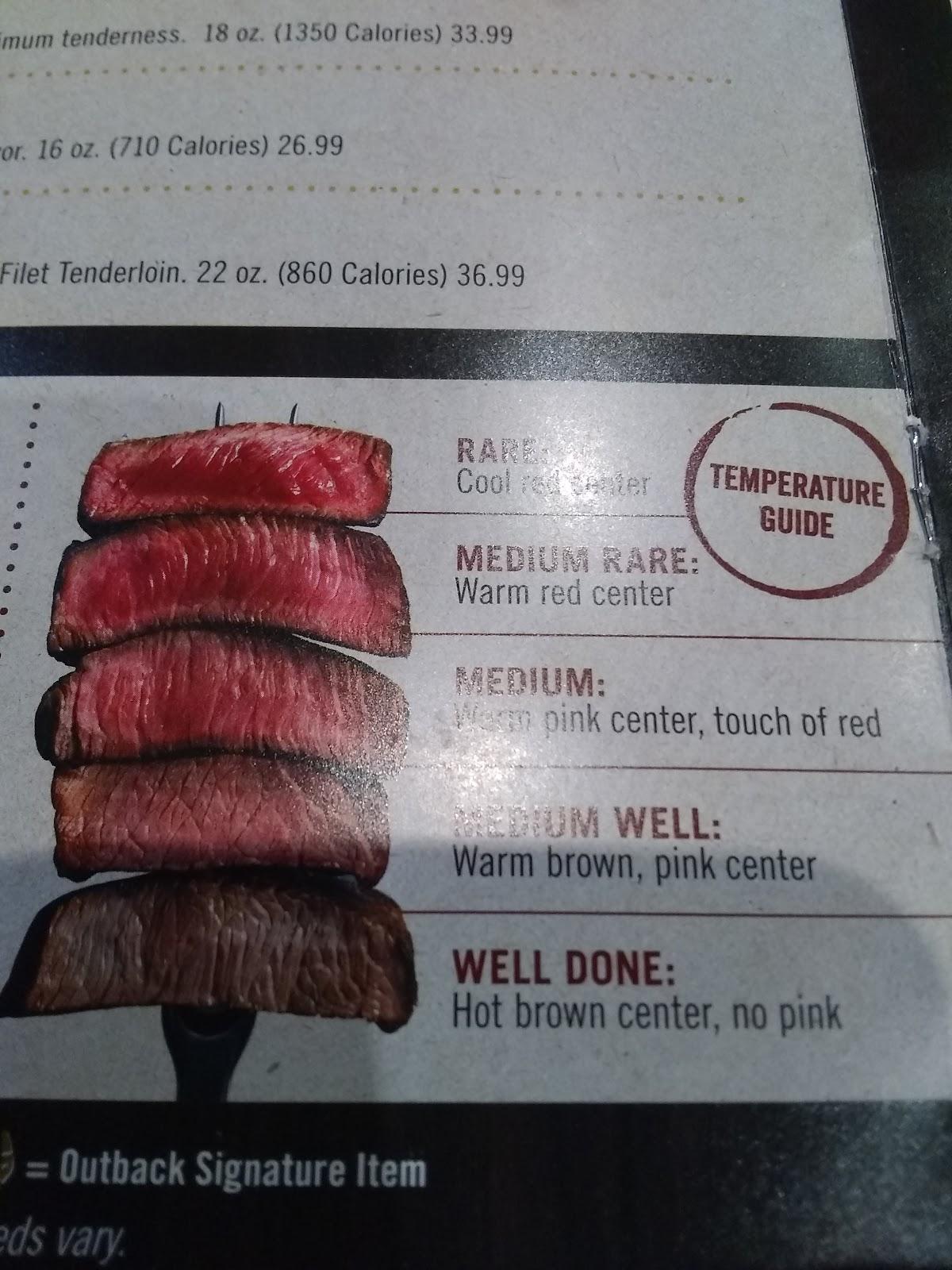 Menu at Outback Steakhouse, Colorado Springs, Geyser Dr