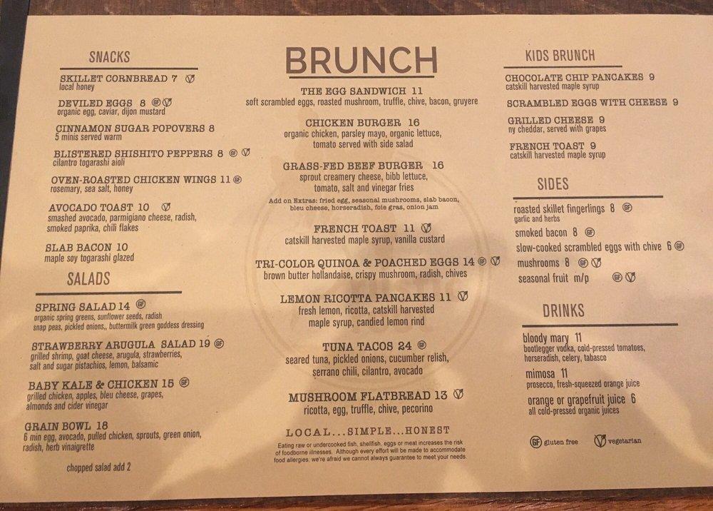 Menu at Rustic Root restaurant, Woodbury