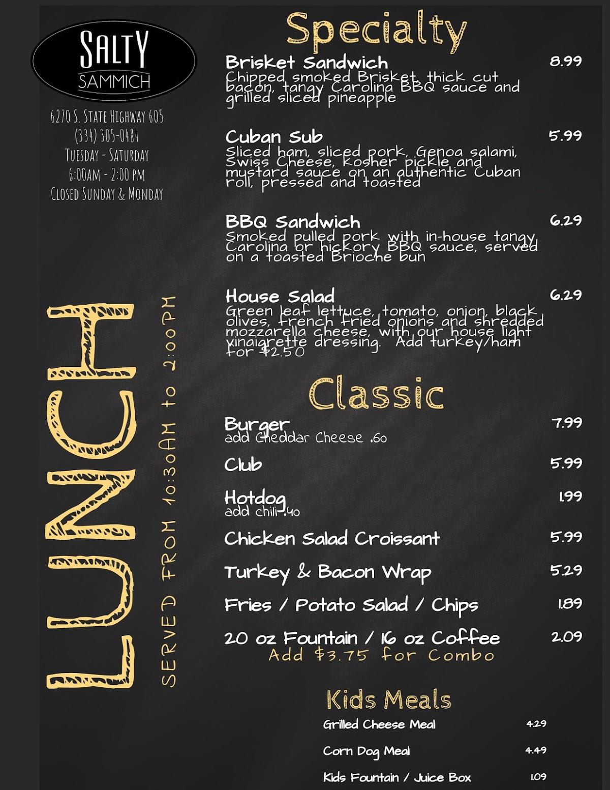 Menu At Salty Sammich Restaurant Dothan Menu At Salty Sammich Restaurant Dothan