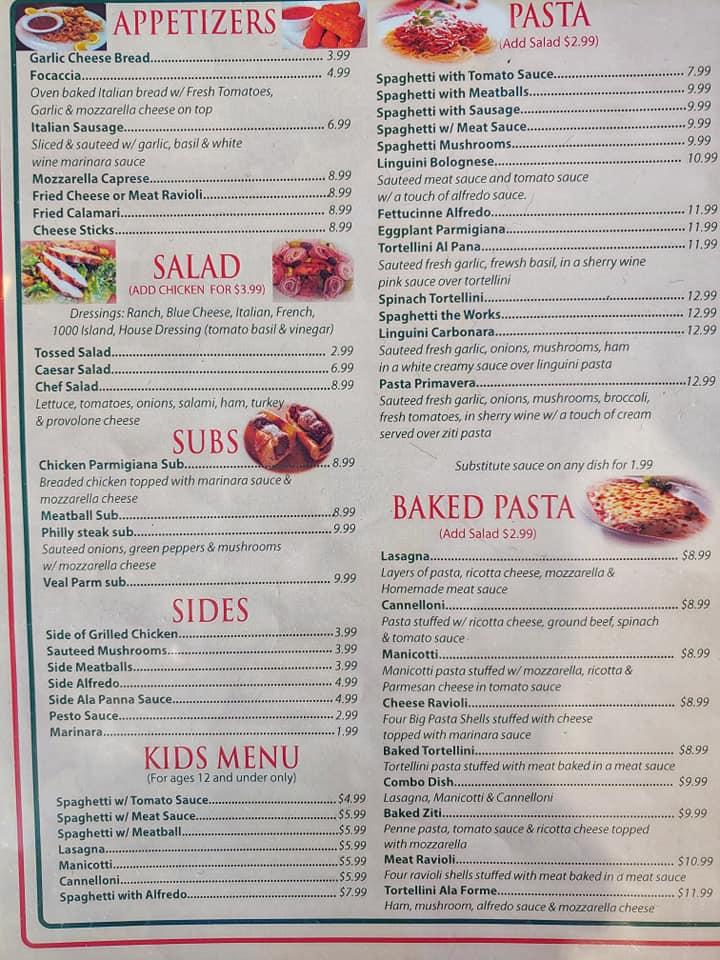 Menu at Verona Italian Restaurant, Heber Springs