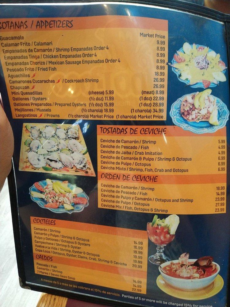 Menu at El Pulpo Loco Restaurant, Chicago