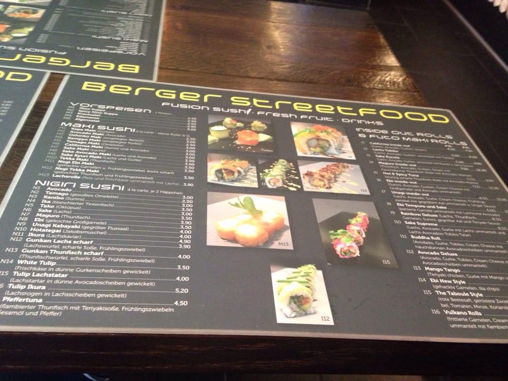 Menu at Berger Streetfood Fusion Sushi restaurant, Frankfurt