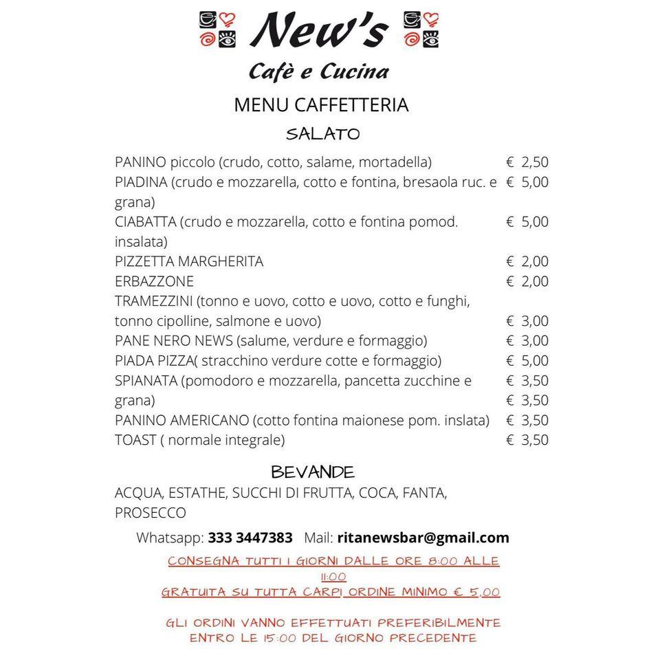 Menu di New's Cafe Cucina 