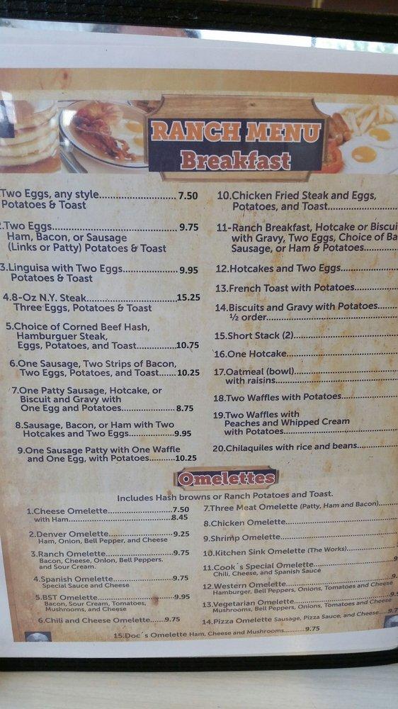 Menu at Ranch Kitchen restaurant, Woodland
