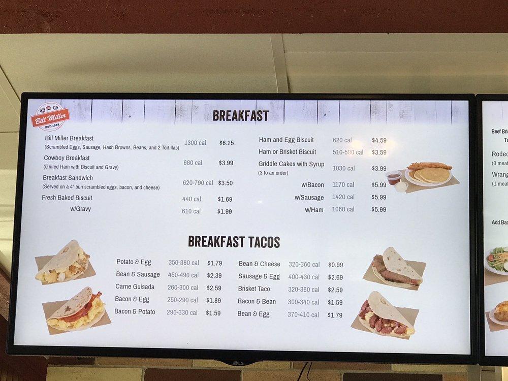 Bill miller deals breakfast menu