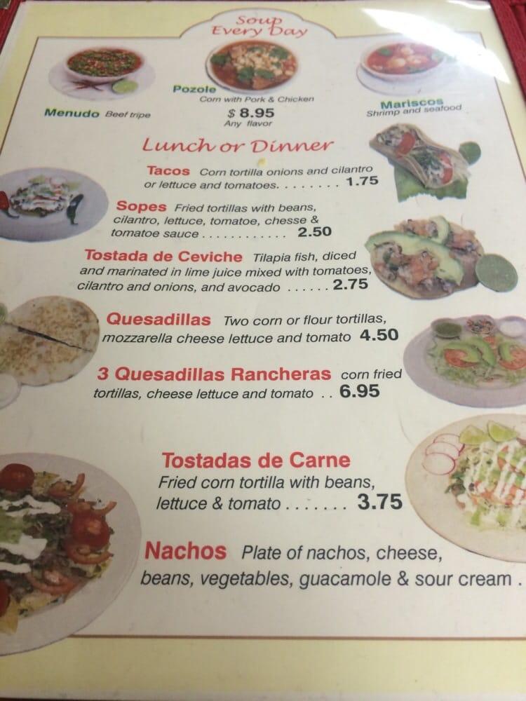 Menu at Tacos Mi Nacho restaurant, Meriden