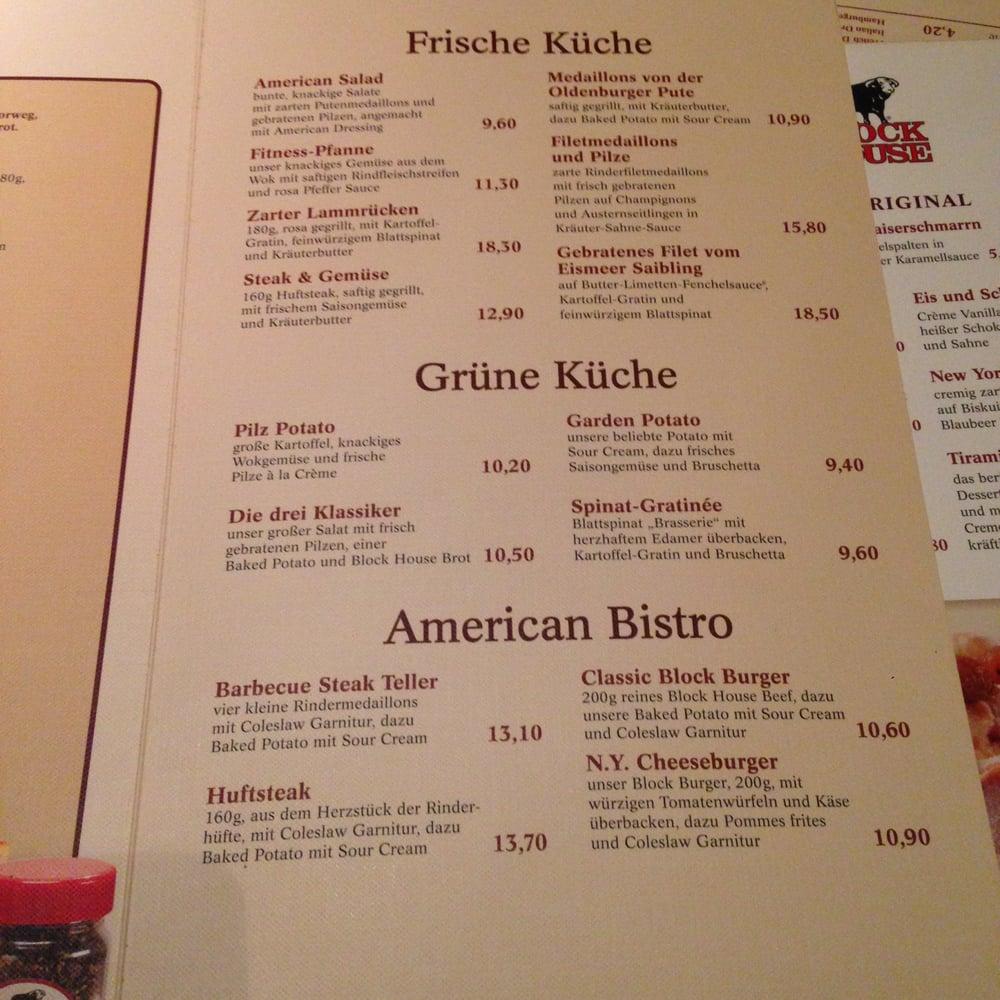Speisekarte von BLOCK HOUSE Wandsbek steakhaus, Hamburg, Schloßstraße