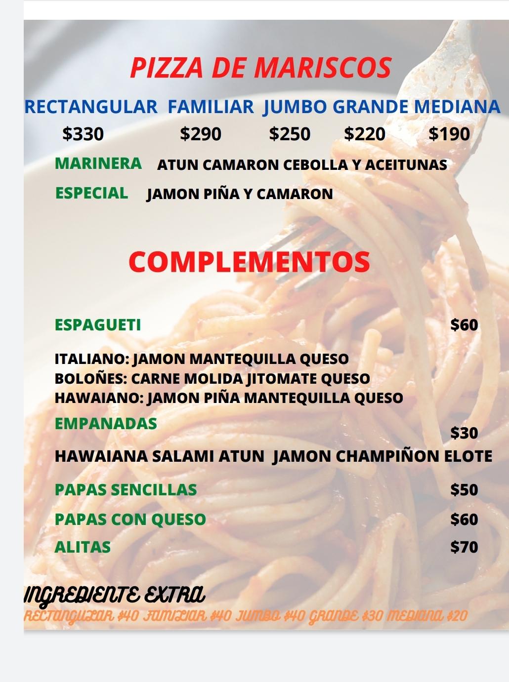 Carta del restaurante Pizzas Don Fa, San Bartolomé
