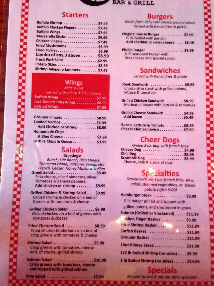 Menu at Northside Cheers pub & bar, Macon